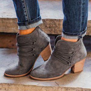 Grey Braid Straps zipped Booties